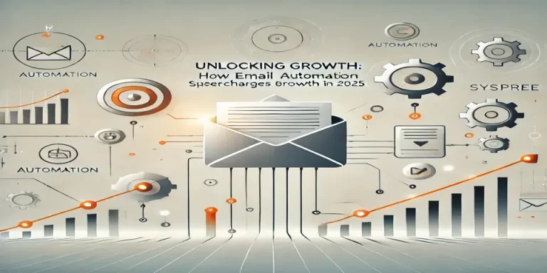 A futuristic visualization showcasing email automation and its impact on business growth in 2025.