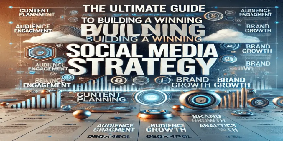 A visually striking breakdown of social media strategy components for business success.