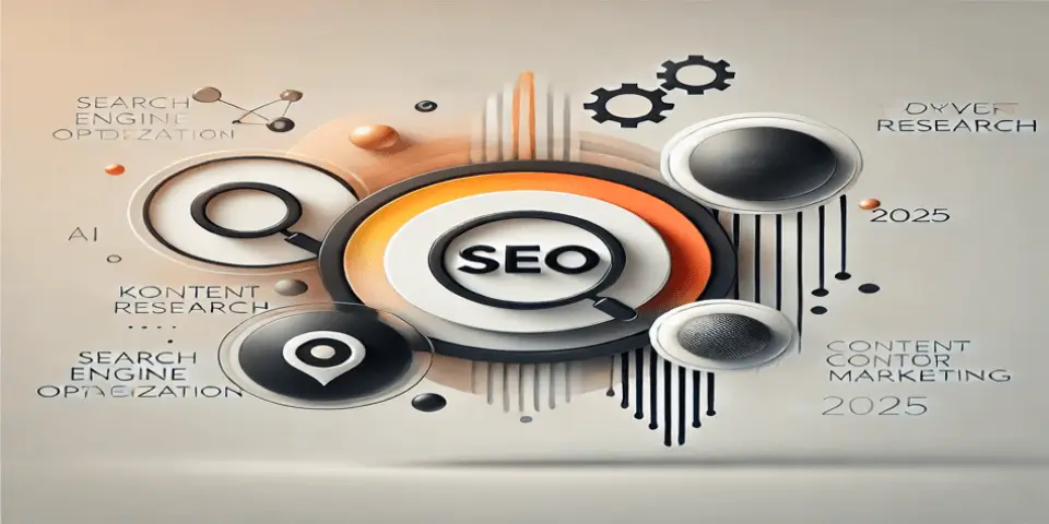 Abstract visual elements representing SEO evolution in 2025.