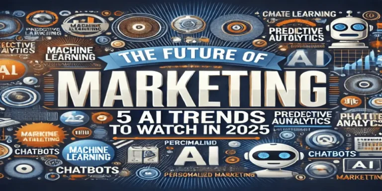 A visually engaging representation of AI-driven marketing, predictive analytics, and automation, illustrating the key trends expected to revolutionize marketing strategies in 2025